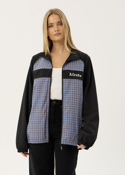 Spicy Sports Spray Jacket - Slate Blue Check | AFENDS
