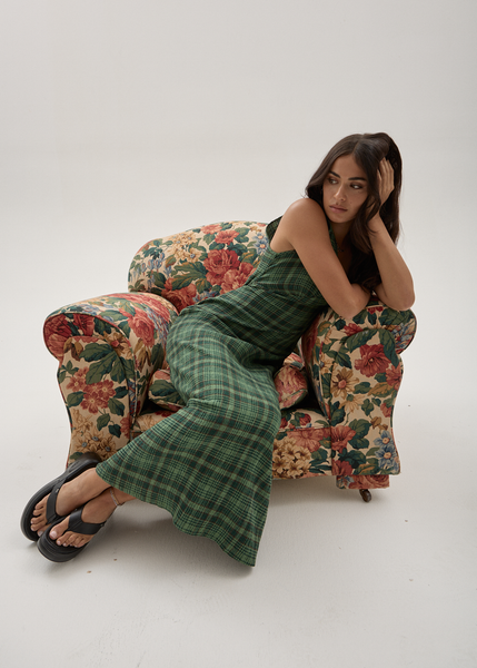 afends dress Womens Tully - Seersucker Maxi Jeannette Panelled Lace Mini Our studio model wears Prodtypefilter:Dresses Color:Tie-dye blue cotton