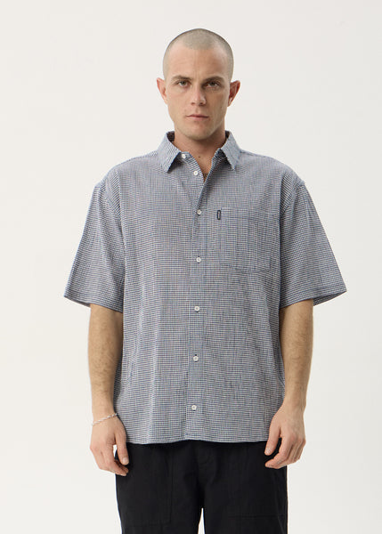 Independent Short Sleeve Shirt - Navy Check | AFENDS