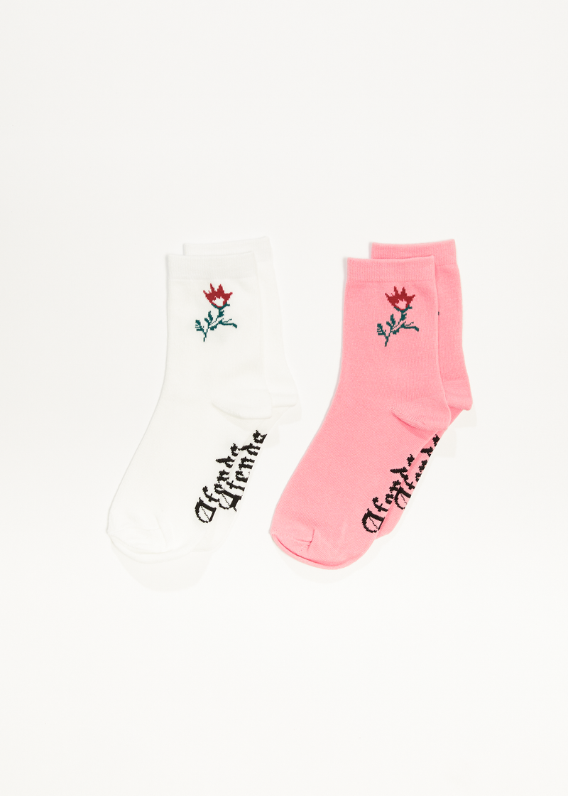 Afends Womens The Rose - Recycled Socks Two Pack - Pink