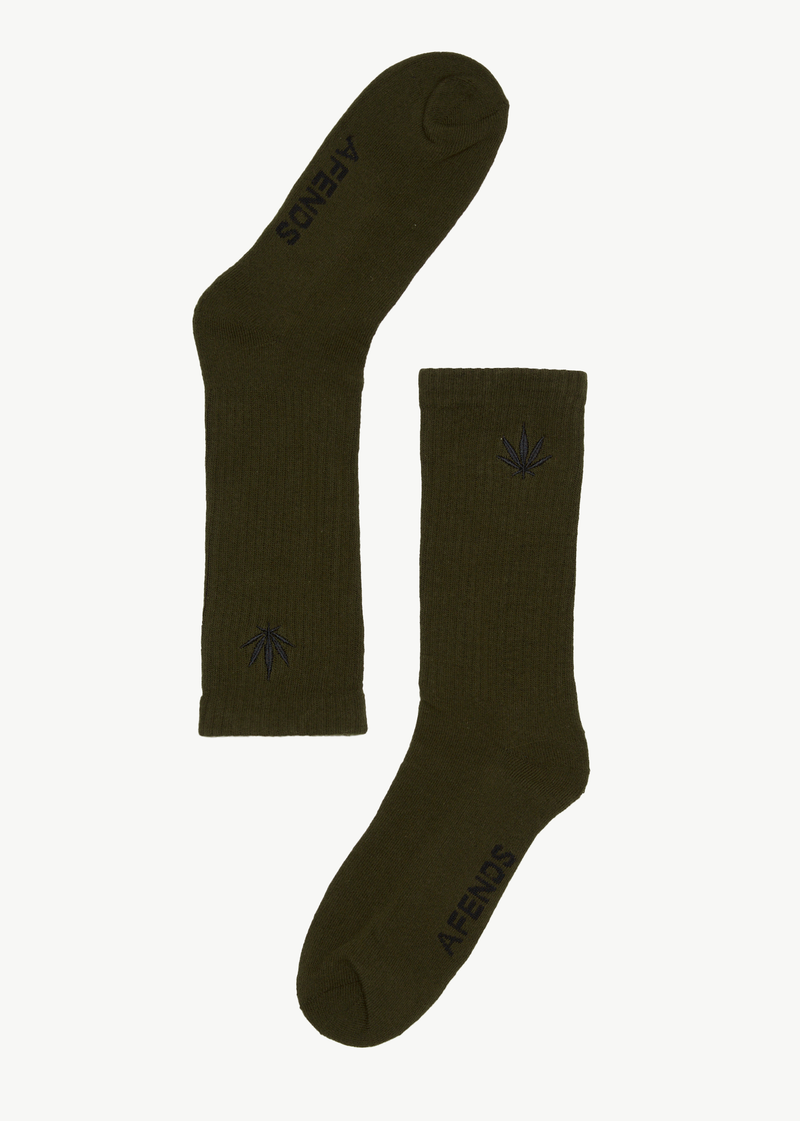 Afends Mens Happy - Hemp Socks One Pack - Military