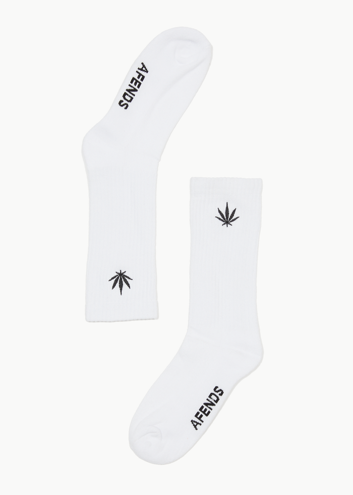 AFENDS Mens Happy - Hemp Socks One Pack - White 