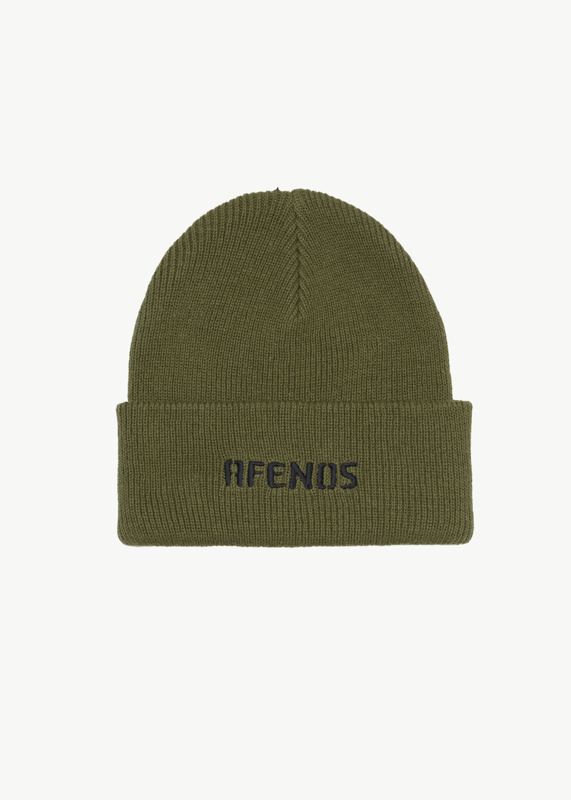 AFENDS Mens Questions - Recycled Beanie - Military