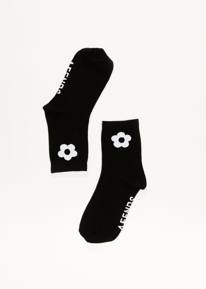 Afends Womens Blossom - Recycled Socks Two Pack - White / Black 
