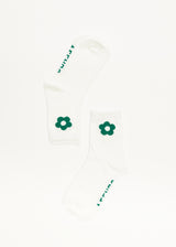 AFENDS Womens Blossom - Recycled Socks Two Pack - White / Black - Afends womens blossom   recycled socks two pack   white / black 