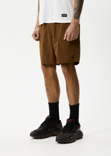 Afends Mens Baywatch Liquid Space - Elastic Waist Shorts - Toffee - Afends mens baywatch liquid space   elastic waist shorts   toffee 