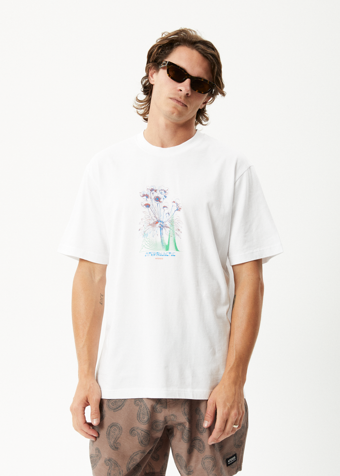 Afends Mens Gardener - Retro Graphic T-Shirt - White 