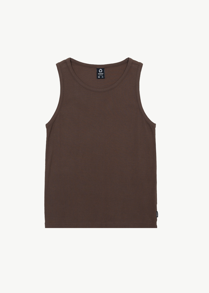 Afends Mens Paramount - Recycled Rib Singlet - Coffee