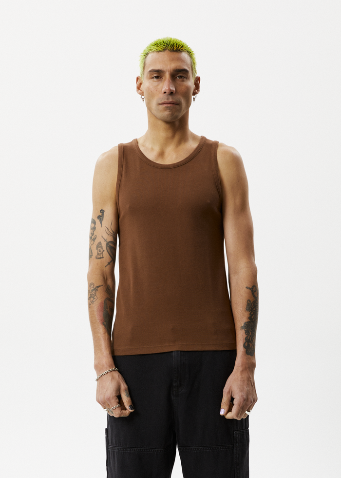 Afends Mens Paramount - Recycled Ribbed Singlet - Toffee