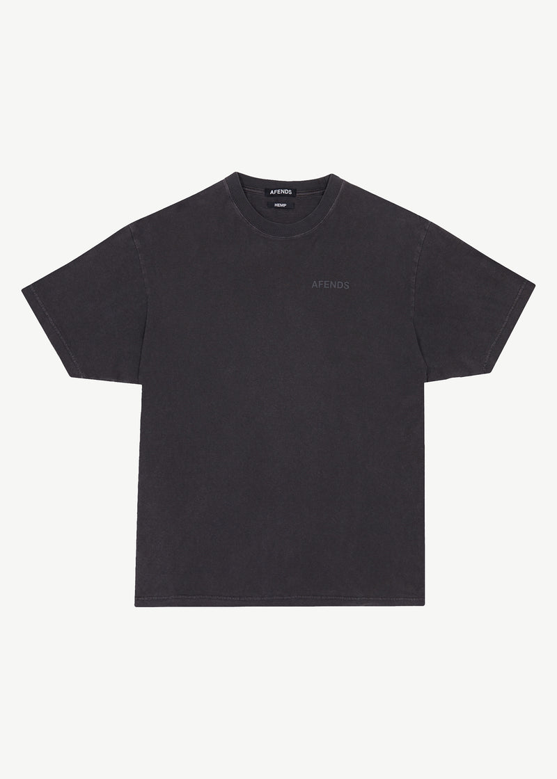 Afends Mens Staple - Hemp Boxy Logo T-Shirt - Stone Black
