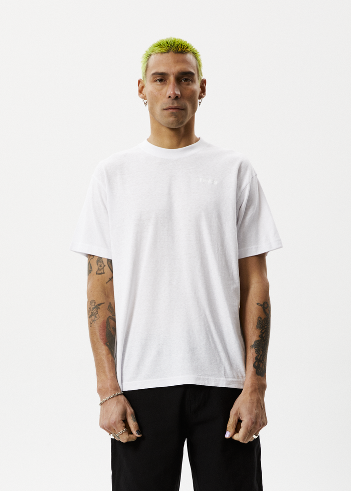 Afends Mens Staple - Hemp Boxy Logo T-Shirt - White 