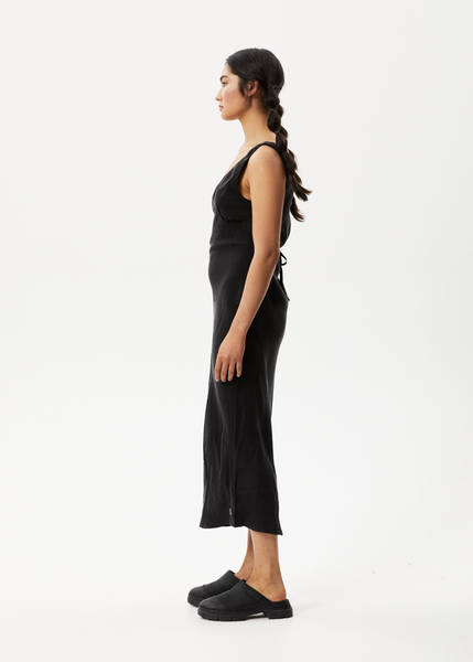 Afends Womens Gemma - Cupro Maxi Dress - Black - Afends AU.