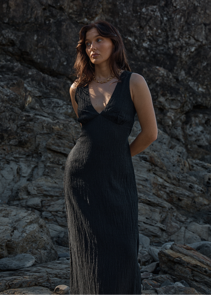 afends black rayon dress Afends Voodoo Velvet dress in Black, in store now. #afends #newarrivals #afterpay #zippay