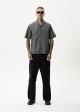 AFENDS Mens Worldstar - Organic Cuban Short Sleeve Shirt - Black - Afends mens worldstar   organic cuban short sleeve shirt   black 