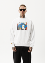 Afends Mens Globe - Recycled Crew Neck Graphic Jumper - White - Afends mens globe   recycled crew neck graphic jumper   white 