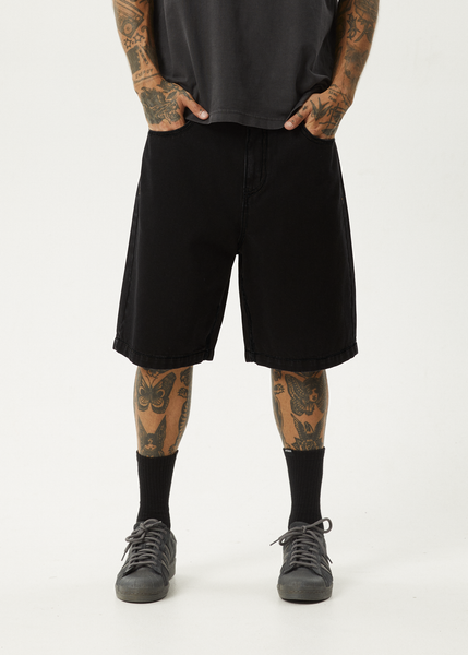 AFENDS Mens Lil C - Denim Baggy Short 22