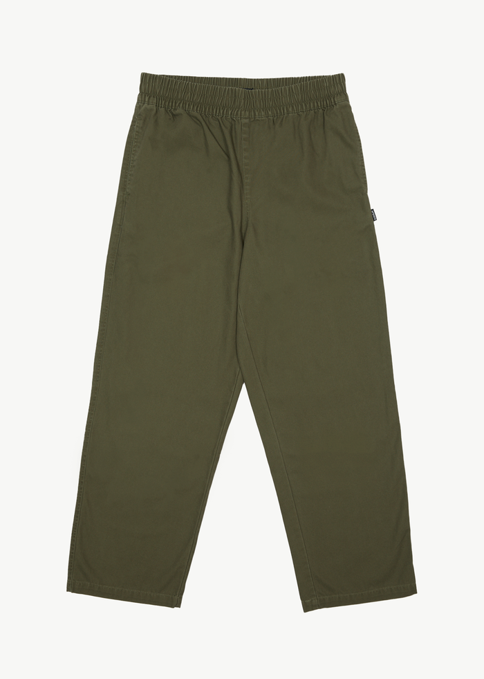 Afends Mens Ninety Eights - Recycled Elastic Waist Pant - Military 