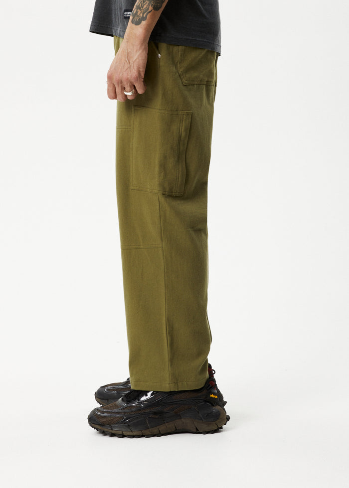 Afends Mens Richmond - Recycled Carpenter Pant - Military 