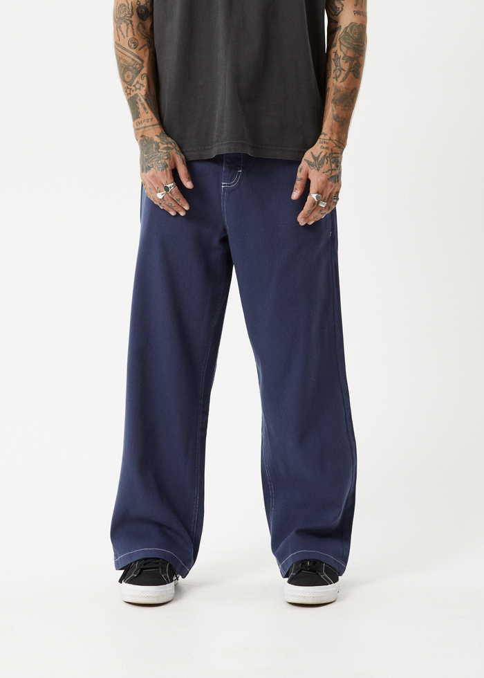 Afends Mens Pablo - Recycled Baggy Pant - Navy 
