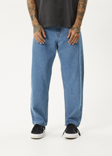 AFENDS Mens Ninety Two'S - Hemp Denim Relaxed Jean - Worn Blue - Afends mens ninety two's   hemp denim relaxed jean   worn blue 