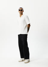 AFENDS Mens Calm -  Cuban Short Sleeve Shirt - White - Afends mens calm    cuban short sleeve shirt   white 
