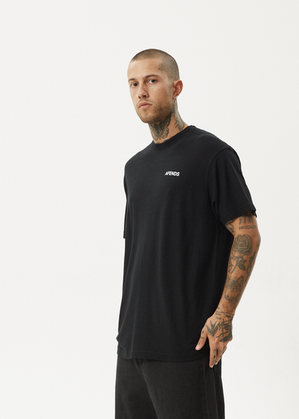 AFENDS Mens Graveyard - Boxy Tee - Stone Black