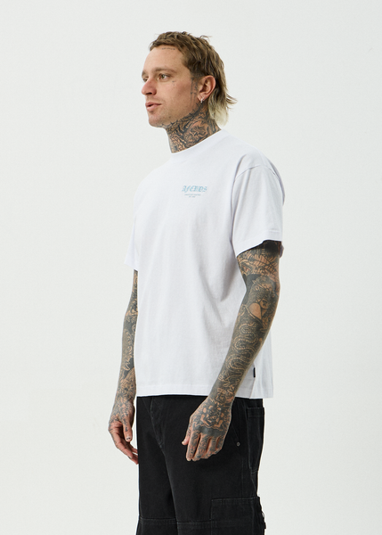 AFENDS Mens Spiked - Heavyweight Boxy Tee - White