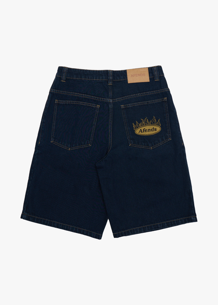 AFENDS Mens Fast Forward - Denim Ultra Baggy Pleated Short 24