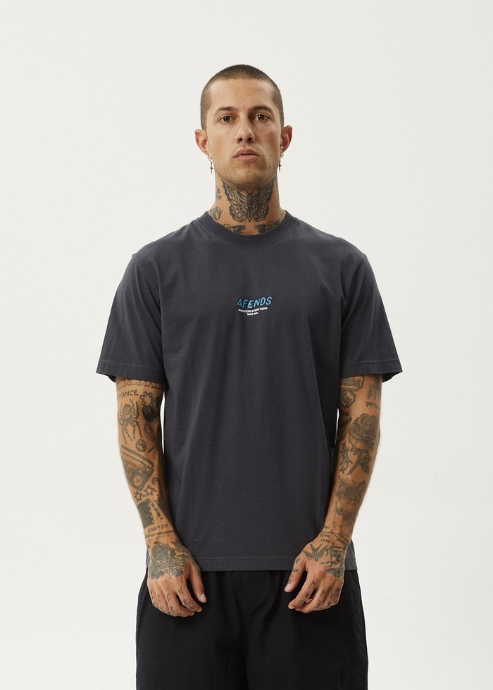 Afends Mens Message - Retro Fit Tee - Charcoal 