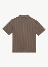 Afends Mens Space - Short Sleeve Shirt - Coffee Stripe - Afends mens space   short sleeve shirt   coffee stripe 