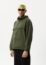 Afends Mens System - Water Resistant Spray Anorak Jacket - Military - Afends mens system   water resistant spray anorak jacket   military 