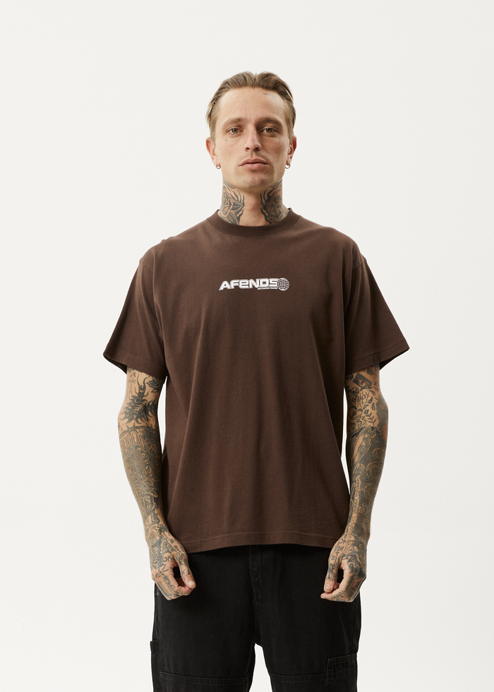 Afends Mens Pilot - Boxy T-Shirt - Coffee 