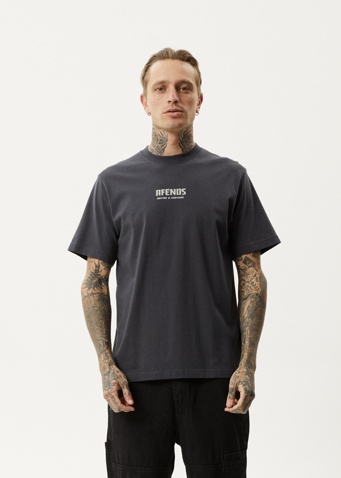 Afends Mens Questions - Retro T-Shirt - Charcoal 
