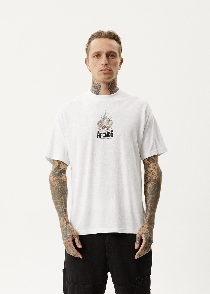 Afends Mens Magic Wizzo - Boxy T-Shirt - White 