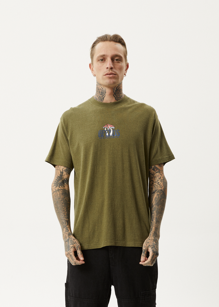 Afends Mens Let It Grow - Boxy T-Shirt - Military 