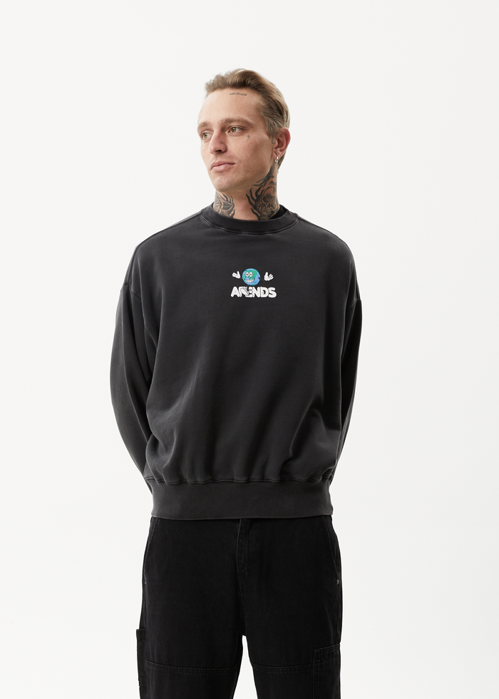 Afends Mens Hometown - Crew Neck - Charcoal 