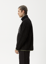 Afends Mens Arctic - Fleece Zip Up Jacket - Black - Afends mens arctic   fleece zip up jacket   black 