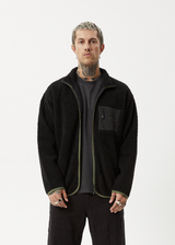 Afends Mens Arctic - Fleece Zip Up Jacket - Black - Afends mens arctic   fleece zip up jacket   black 