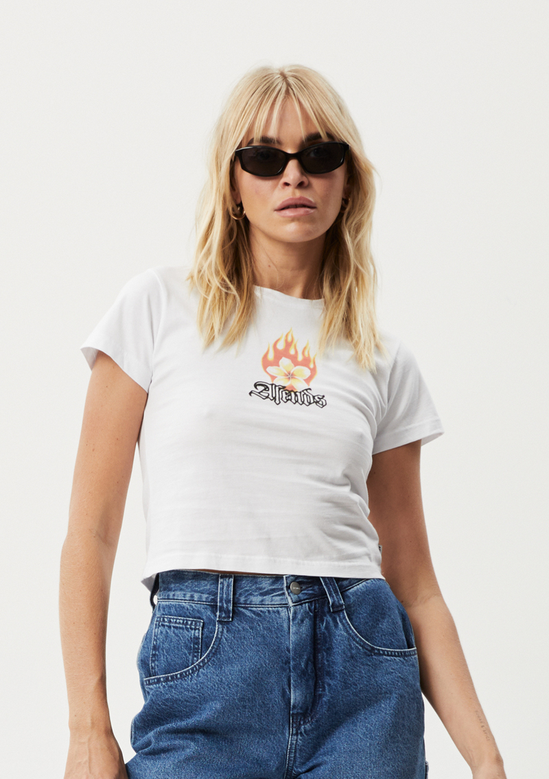 Afends Womens Burning -  Baby T-Shirt - White