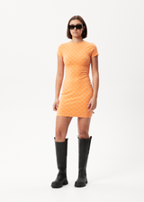 AFENDS Womens Lois - Recycled Bodycon Dress - Papaya - Afends womens lois   recycled bodycon dress   papaya 