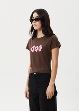 AFENDS Womens Alohaz - Recycled Baby Tee - Coffee Pink - Afends womens alohaz   recycled baby tee   coffee pink 
