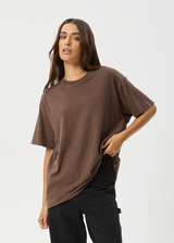 Afends Womens Slay - Hemp Oversized T-Shirt - Coffee - Afends womens slay   hemp oversized t shirt   coffee 