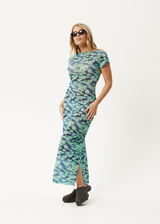Afends Womens Liquid - Recycled Sheer Maxi Dress - Jade Floral - Afends womens liquid   recycled sheer maxi dress   jade floral 