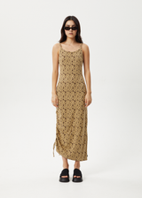 Afends Womens Daisy - Gathered Floral Maxi Dress - Toffee - Afends womens daisy   gathered floral maxi dress   toffee 