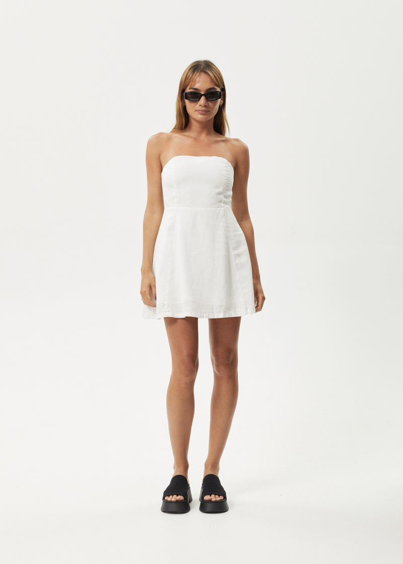 Afends Womens Lilo - Strapless Mini Dress - White