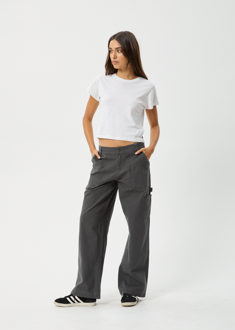 Afends Womens Lexi - Recycled Low Rise Carpenter Pant - Gunmetal