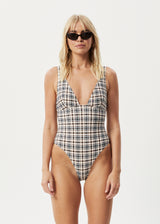 Afends Womens Check Out -  Check One Piece - Moonbeam Check - Afends womens check out    check one piece   moonbeam check 