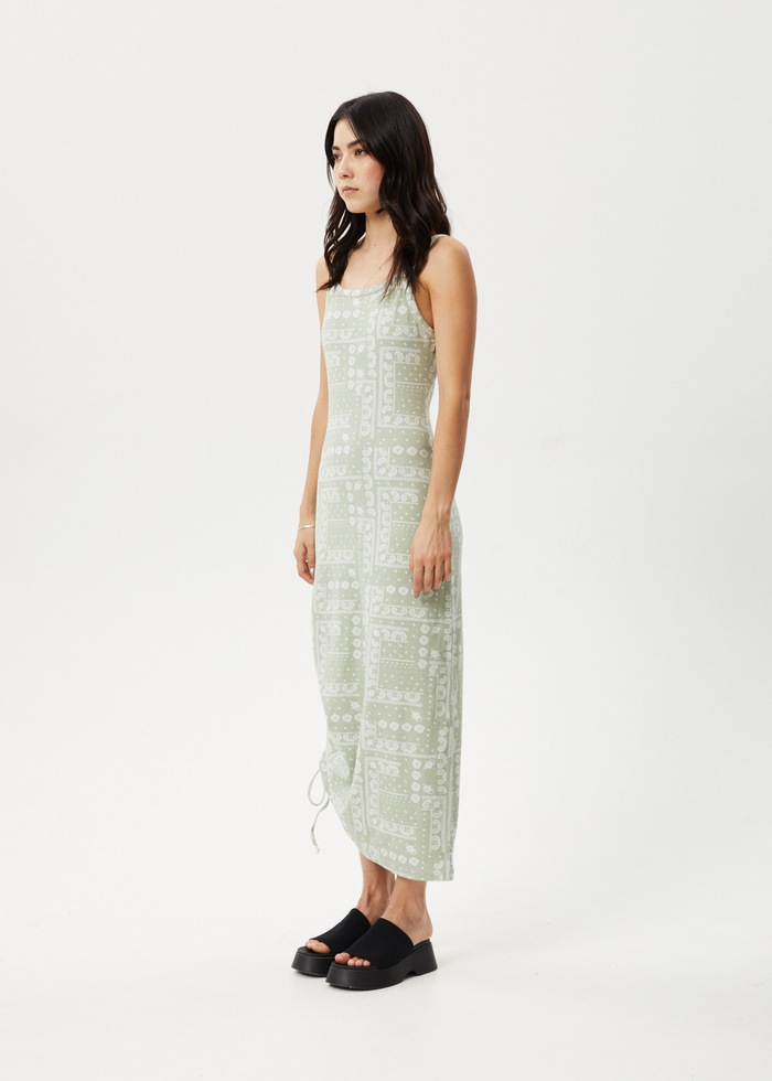 Afends Womens Paisley Muse - Organic Maxi Dress - Eucalyptus 