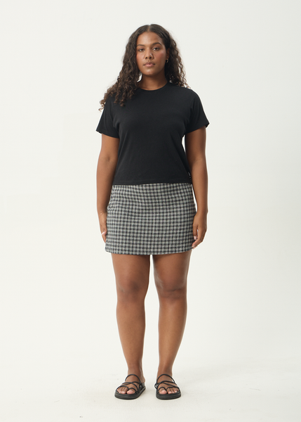 【Andequal】 checked mini skirt AFENDS Womens Asta - Seersucker Mini Skirt - Steel Check