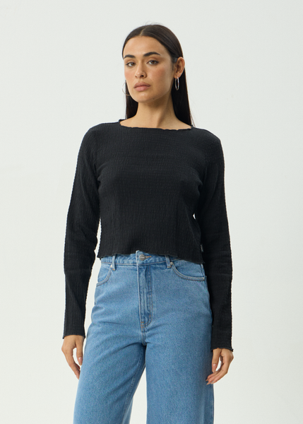 トップス Sio Seoul sioseoul Long Sleeve Top Black AFENDS Womens Focus - Seersucker Long Sleeve Top - Black